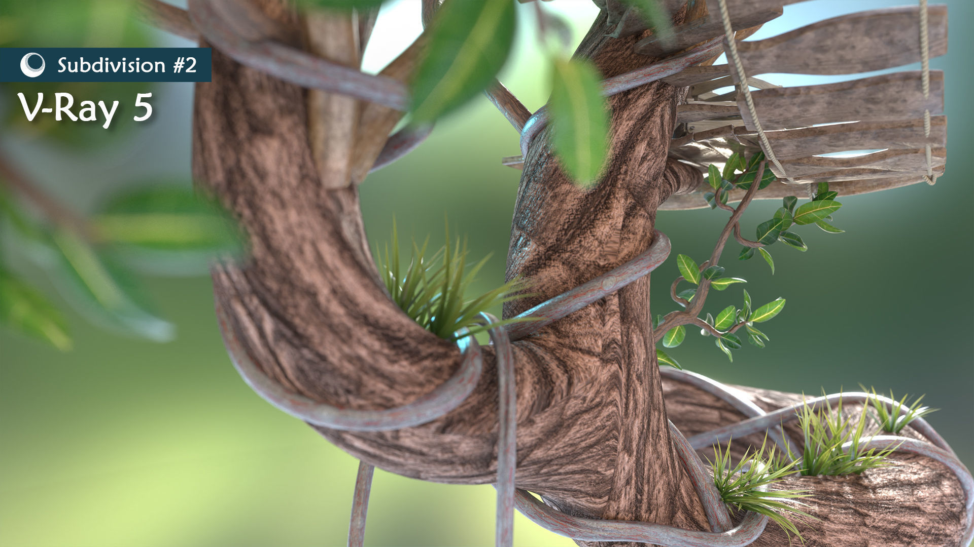 Subdivision LowPoly Fairy Treehouse Low-poly 3D model_3