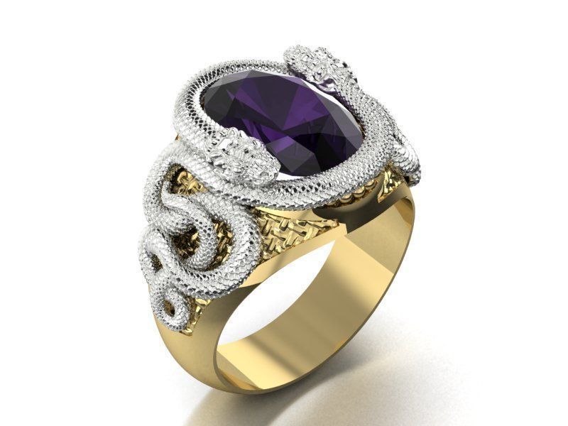 mens ring with a snakes 3D model_3