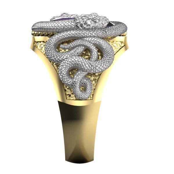 mens ring with a snakes 3D model_5