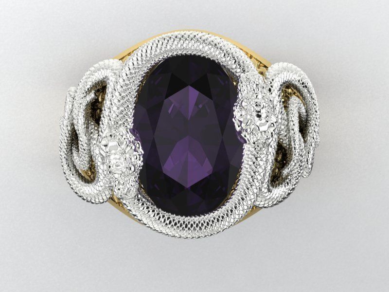 mens ring with a snakes 3D model_4