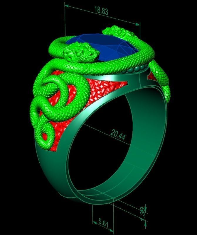 mens ring with a snakes 3D model_9