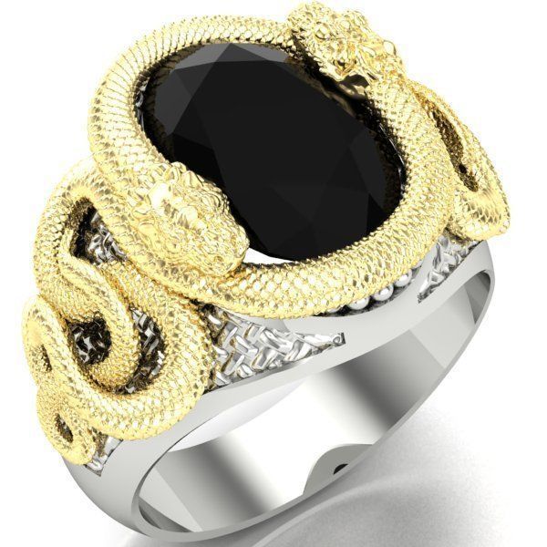 mens ring with a snakes 3D model_8