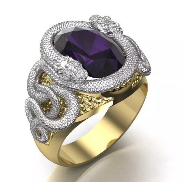 mens ring with a snakes 3D model_0