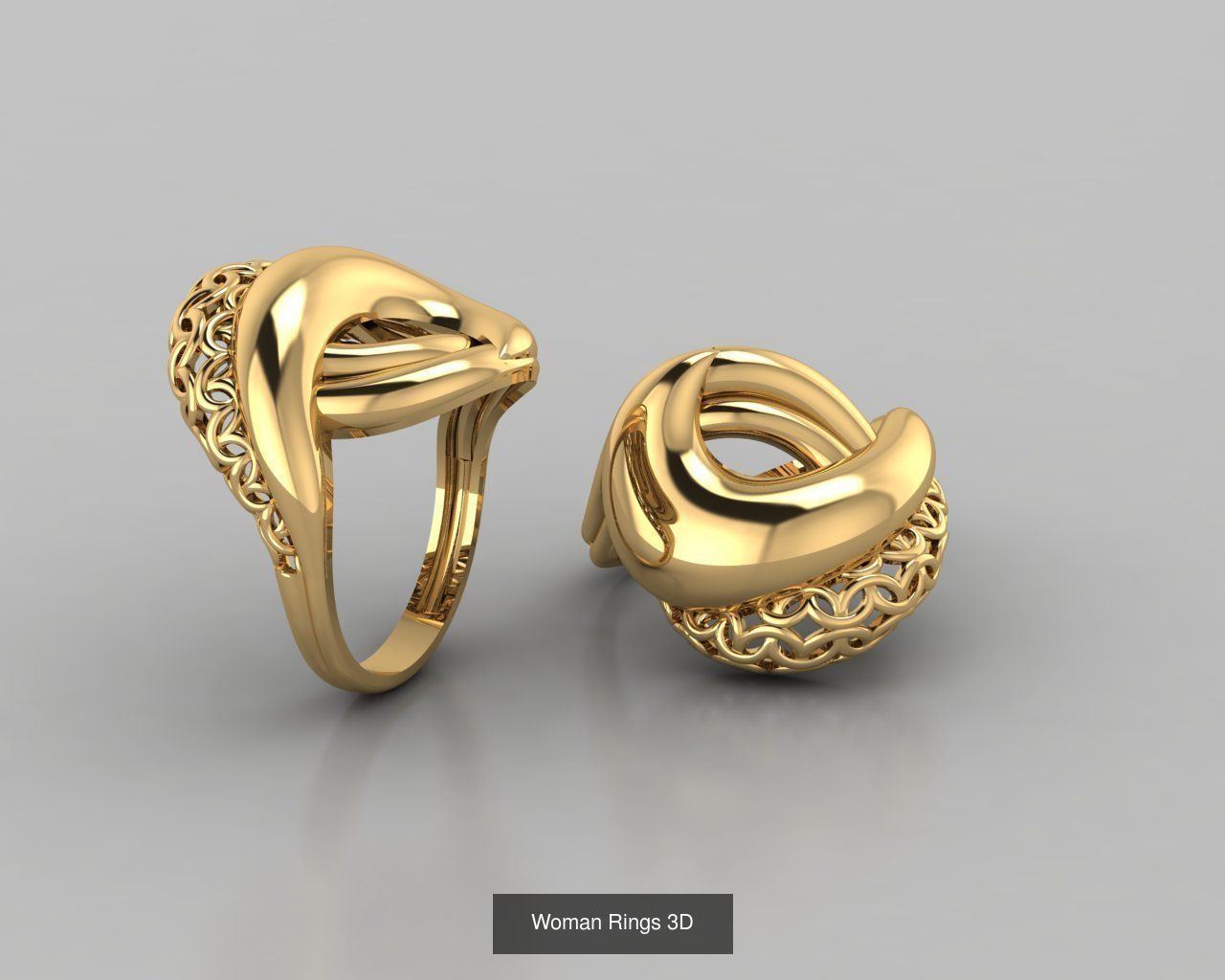 Woman Rings 59 Model 3D Print Model  3D Model Collection_54