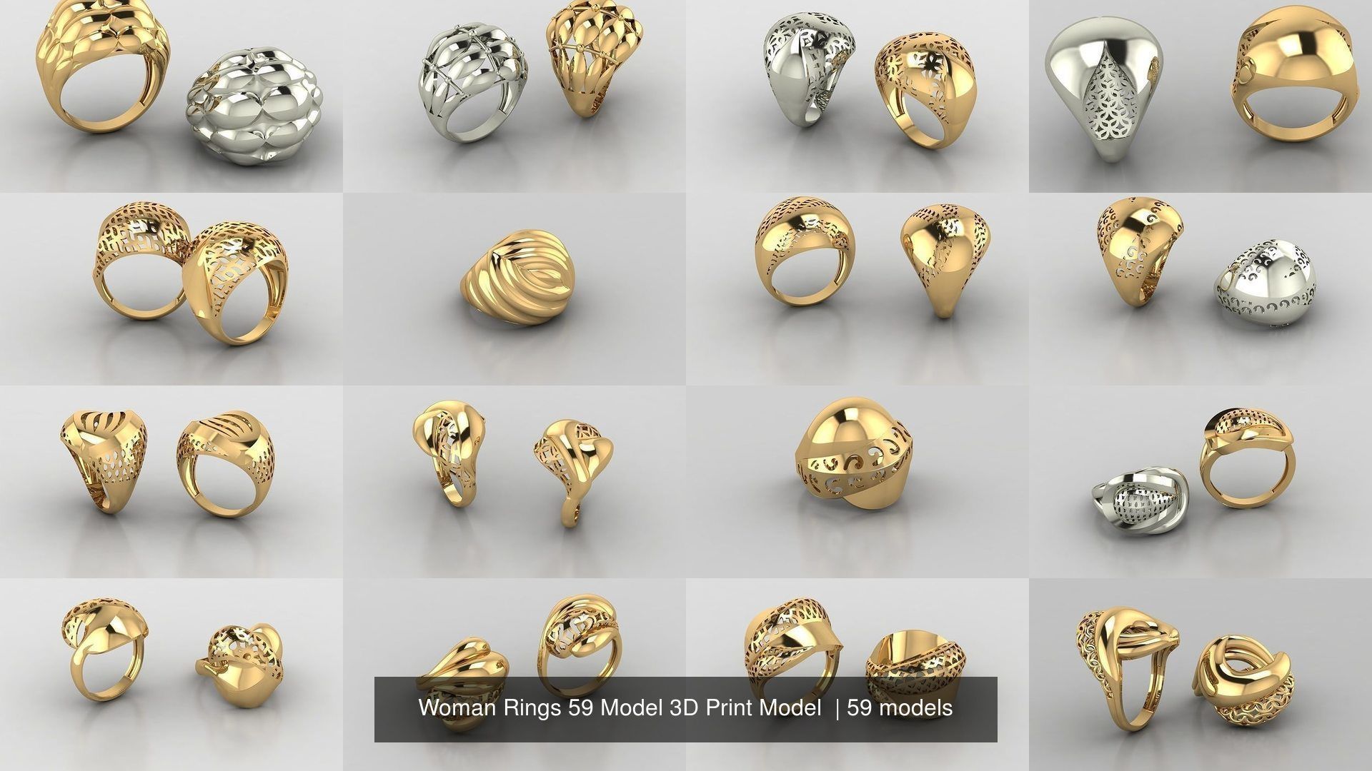 Woman Rings 59 Model 3D Print Model  3D Model Collection_4