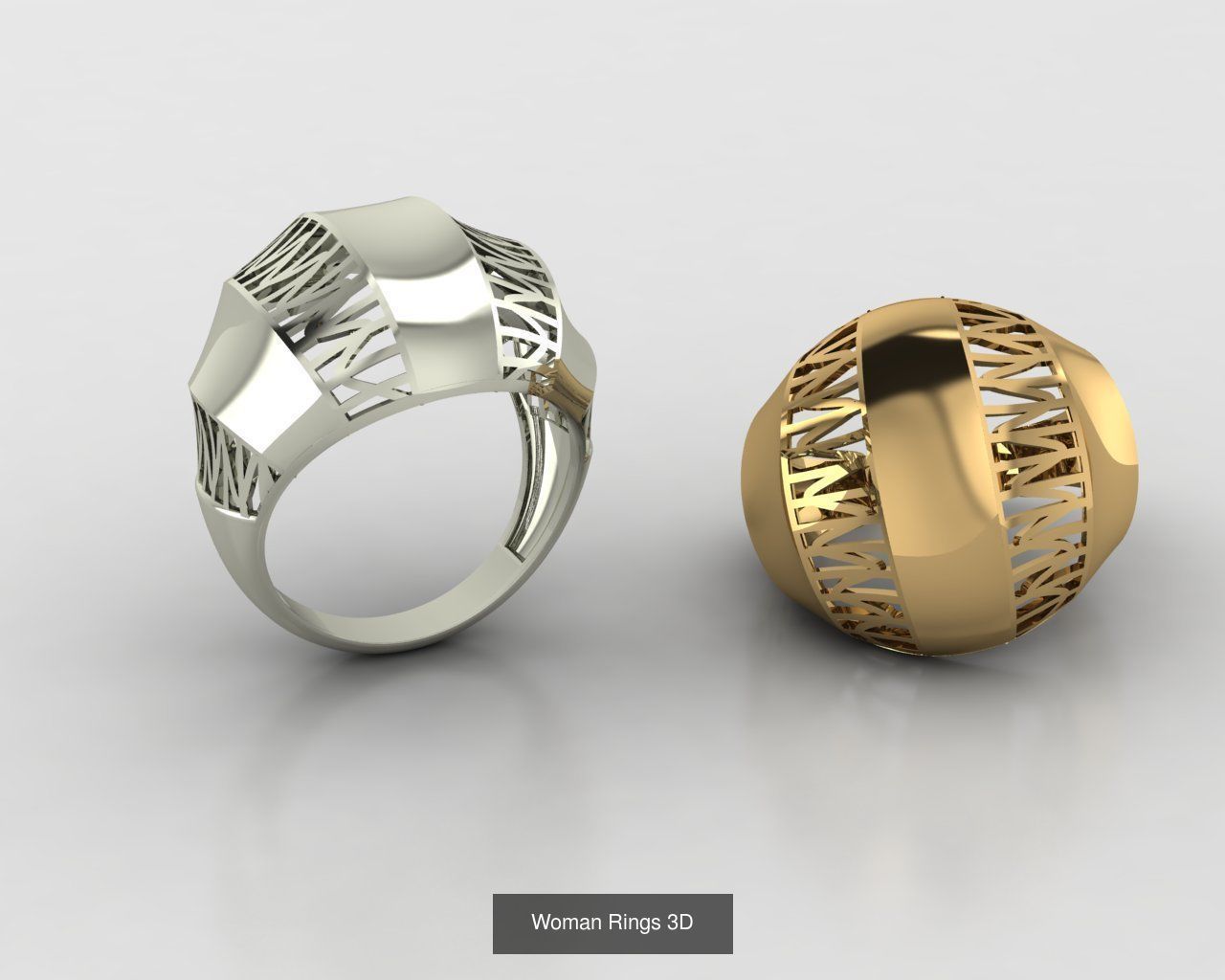Woman Rings 59 Model 3D Print Model  3D Model Collection_29