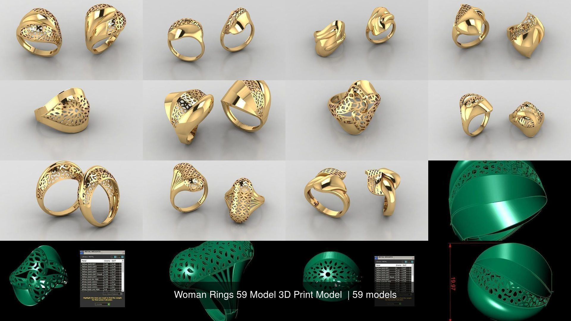 Woman Rings 59 Model 3D Print Model  3D Model Collection_6