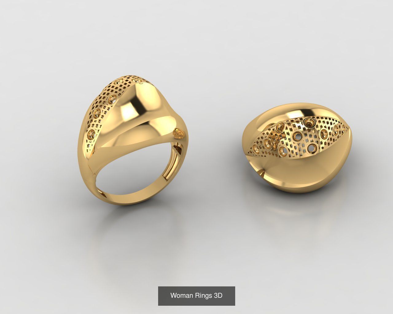 Woman Rings 59 Model 3D Print Model  3D Model Collection_9