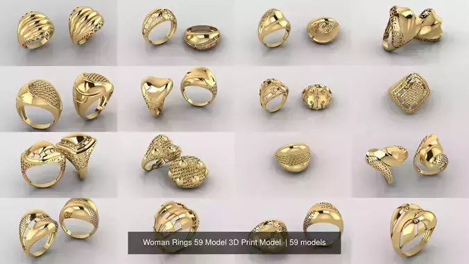 Woman Rings 59 Model 3D Print Model 
