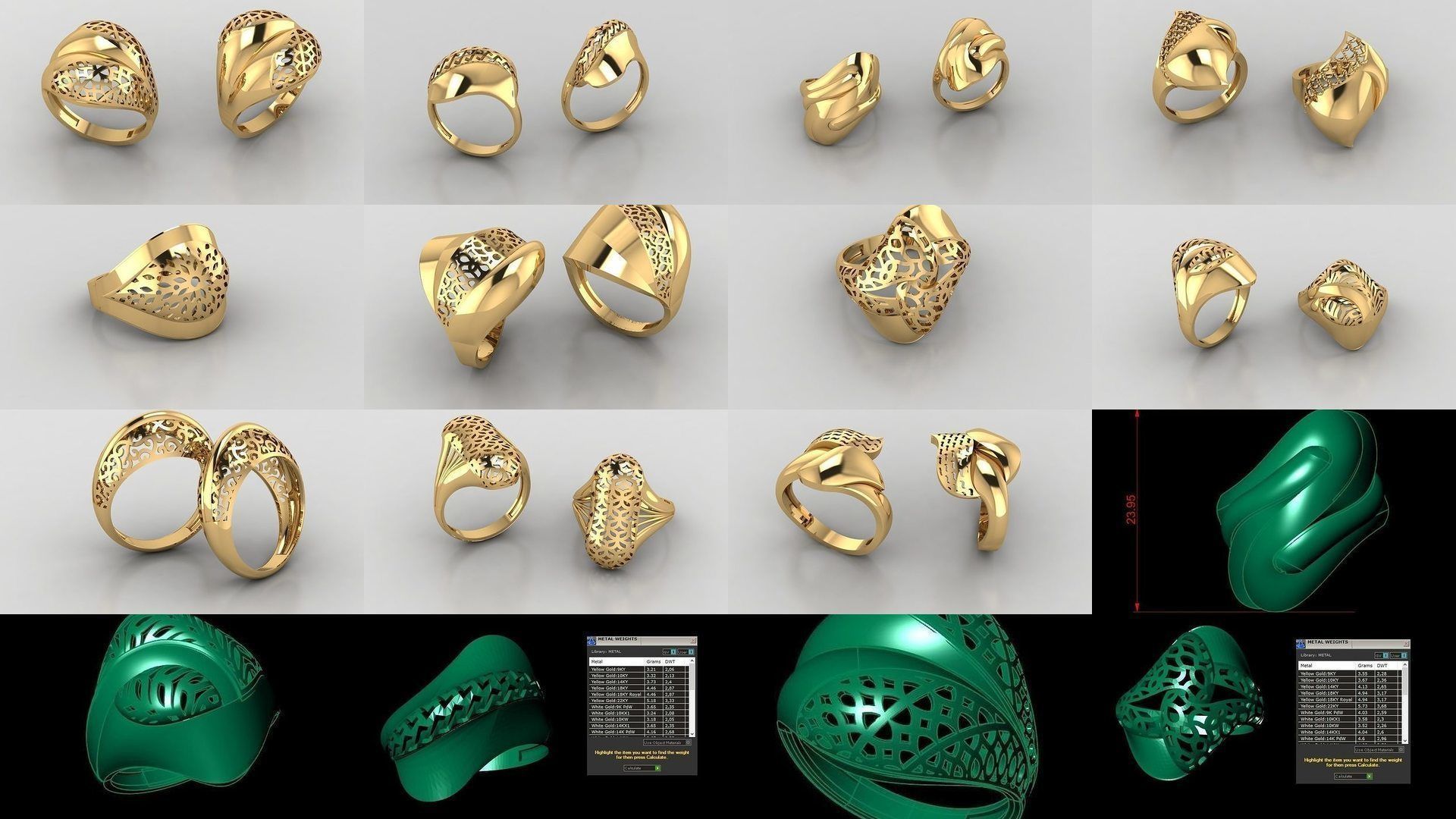 Woman Rings 59 Model 3D Print Model  3D Model Collection_5