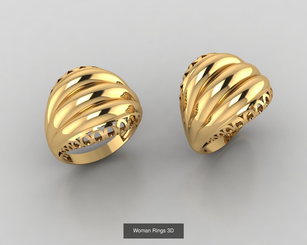 Woman Rings 59 Model 3D Print Model  3D Model Collection_7