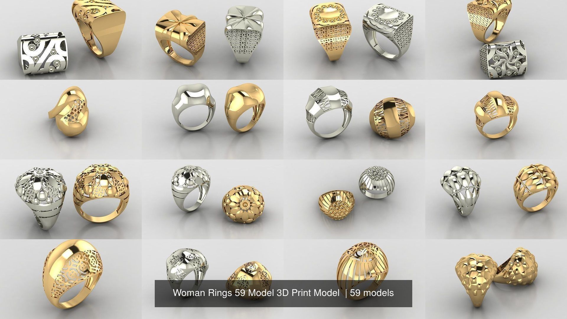 Woman Rings 59 Model 3D Print Model  3D Model Collection_2