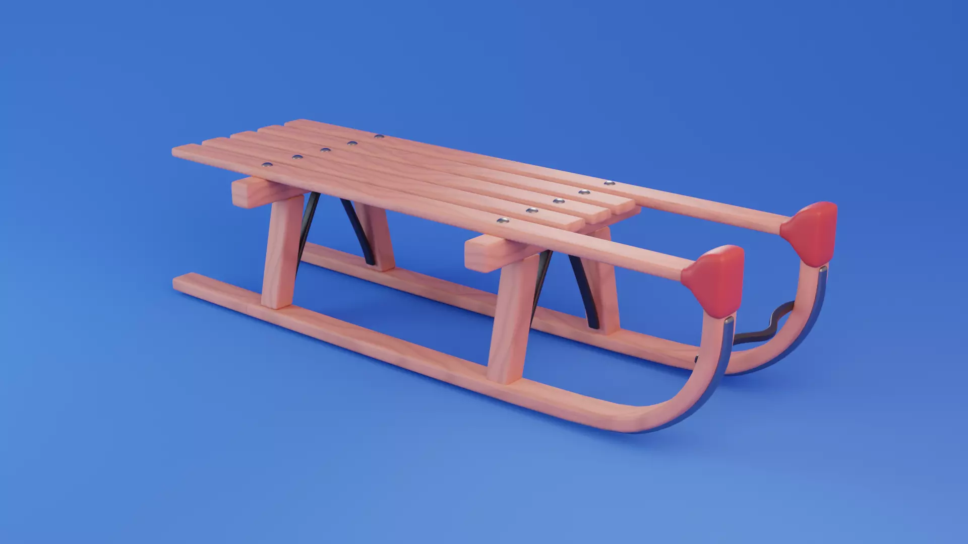 Cartoon stylized Sled sleigh Low-poly 3D model_0