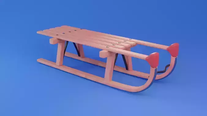 Cartoon stylized Sled sleigh Low-poly 3D model