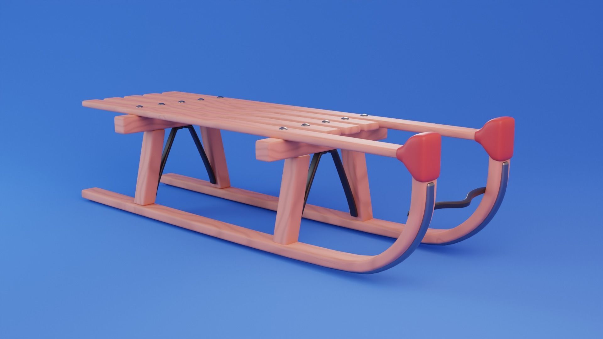 Cartoon stylized Sled sleigh Low-poly 3D model_5