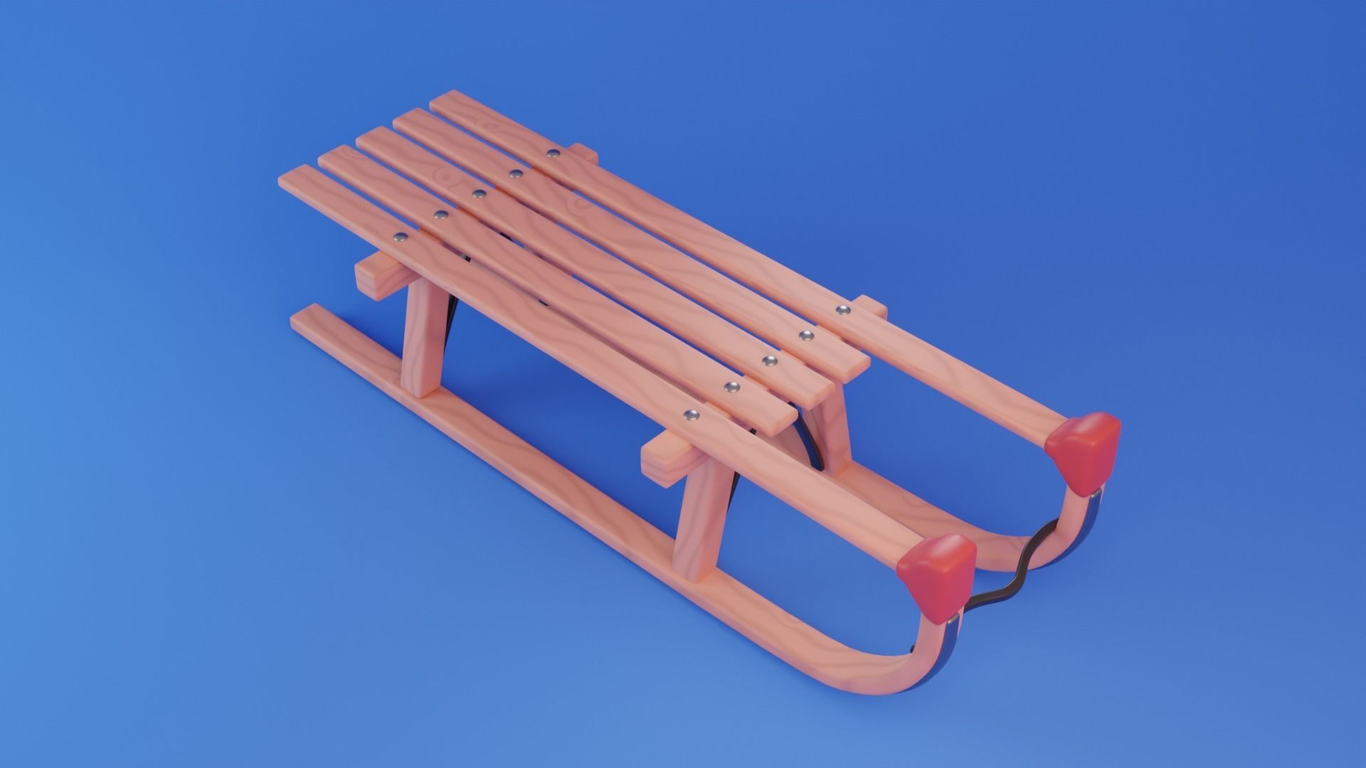 Cartoon stylized Sled sleigh Low-poly 3D model_4