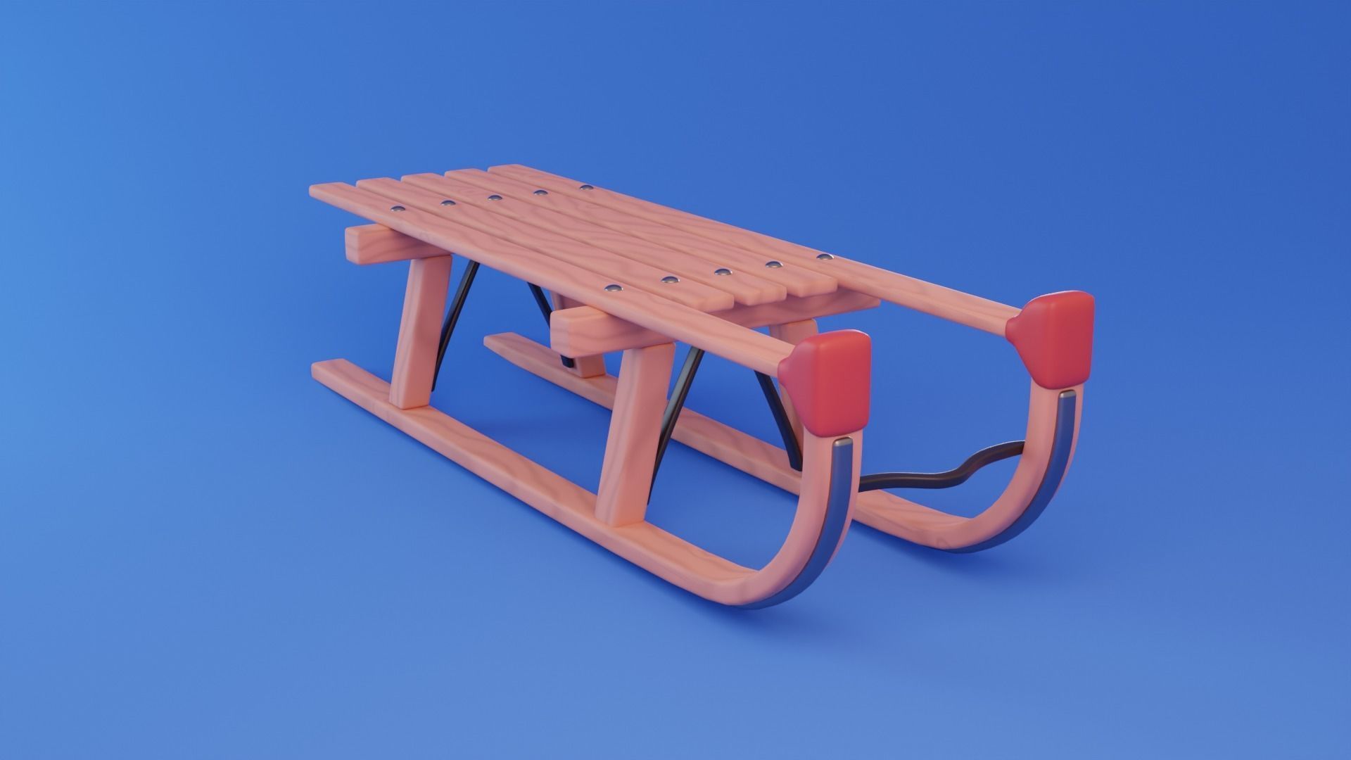 Cartoon stylized Sled sleigh Low-poly 3D model_1