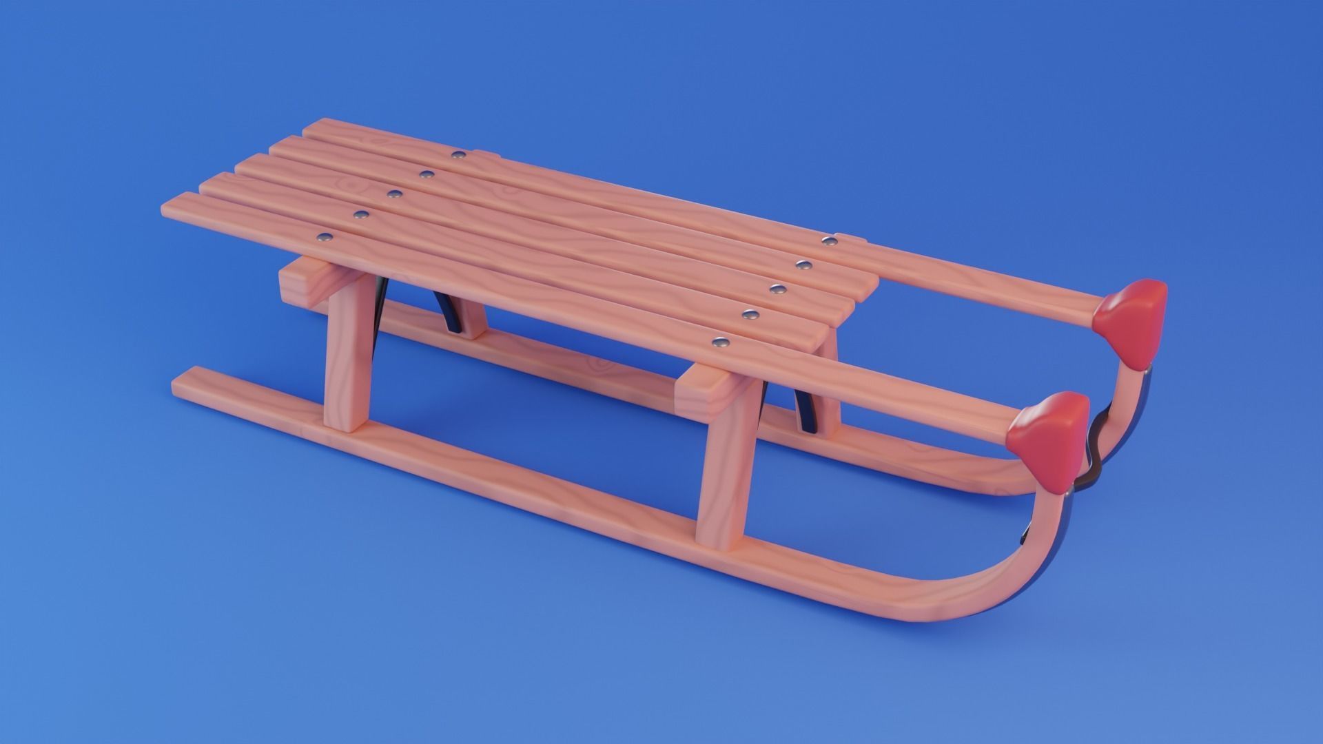 Cartoon stylized Sled sleigh Low-poly 3D model_2