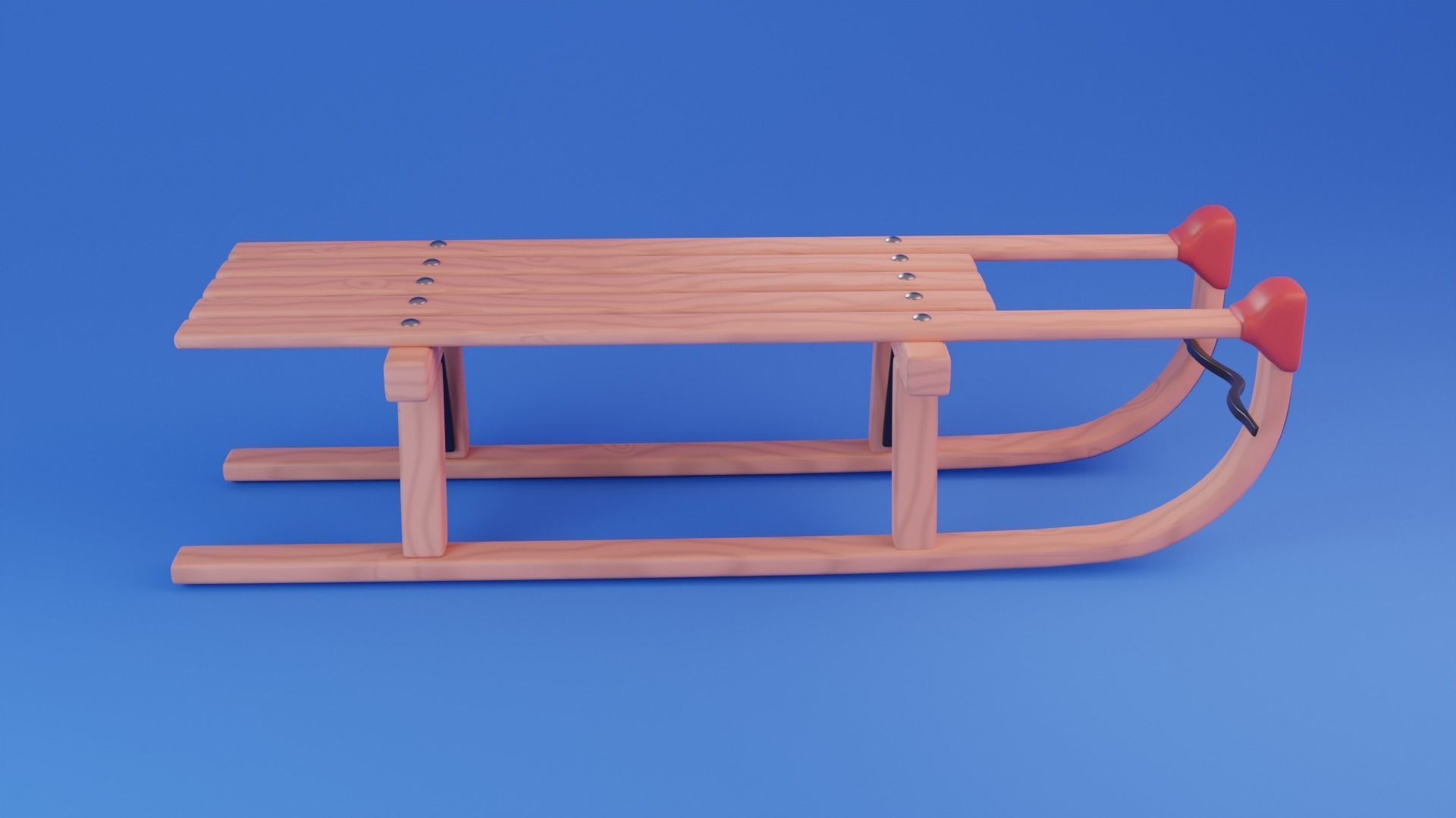 Cartoon stylized Sled sleigh Low-poly 3D model_3