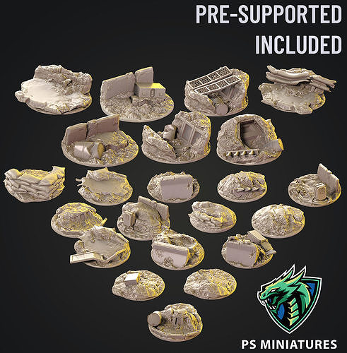 Mars Warzone Bases  3D print model