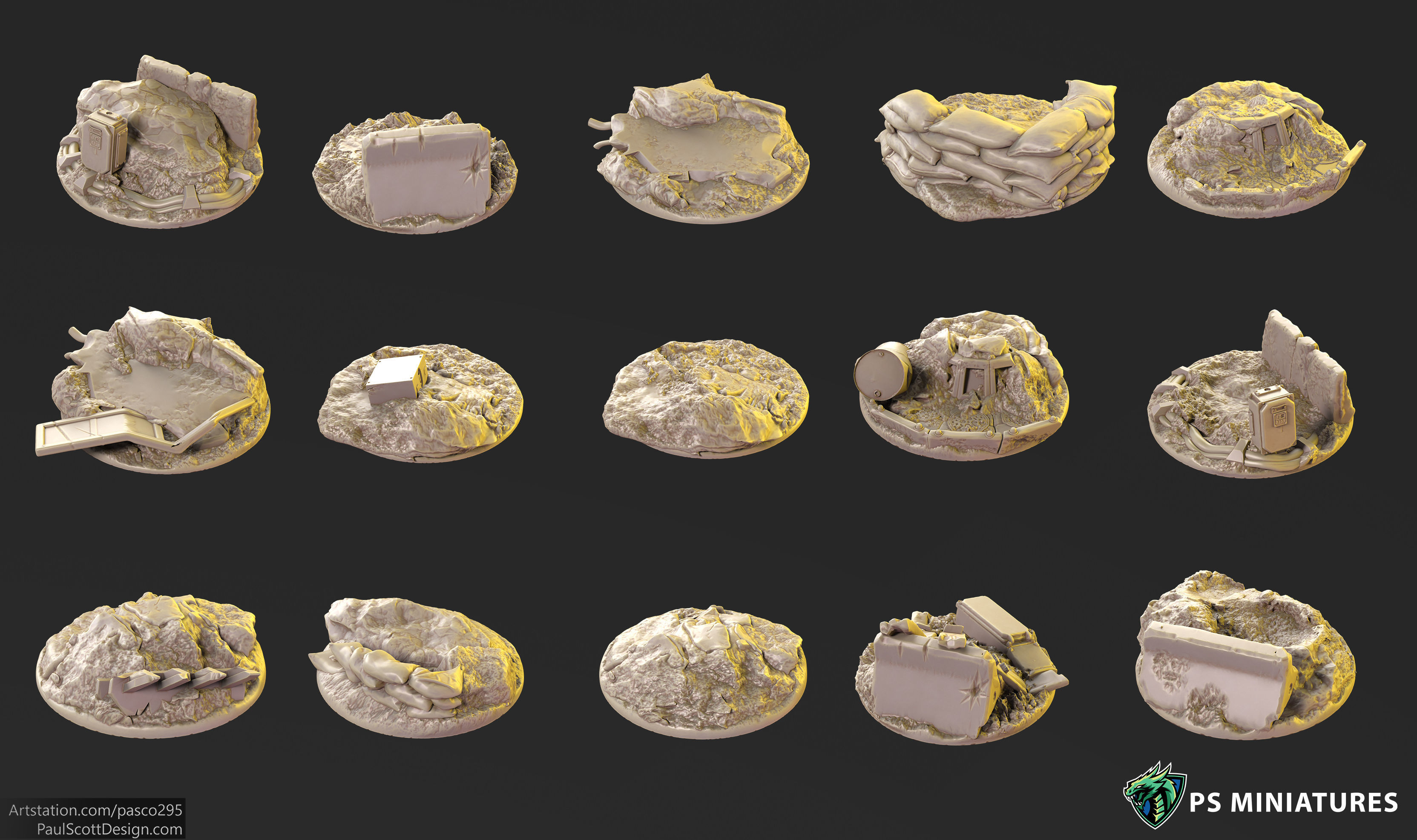 Mars Warzone Bases  3D print model_1