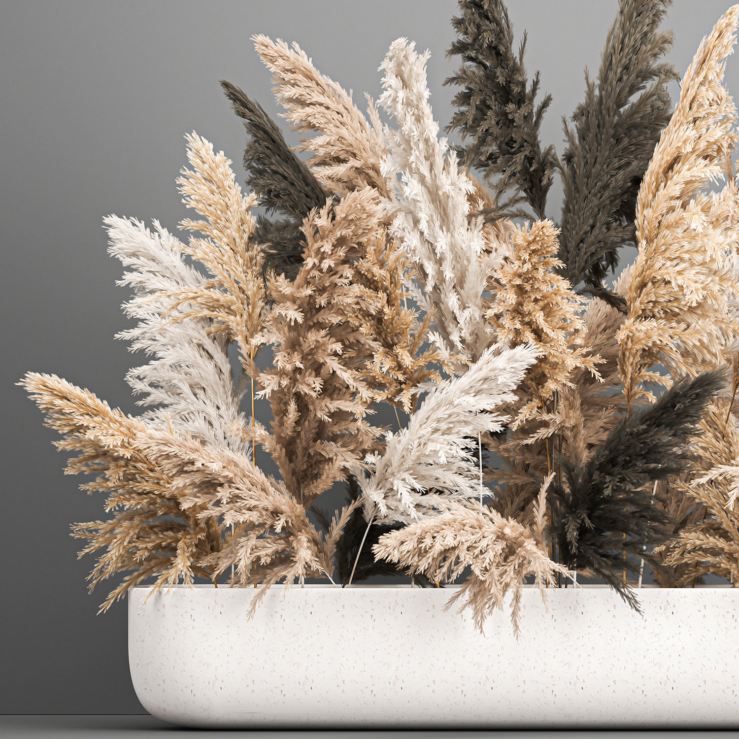 Bouquet of dried reeds in a vase cortaderia pampas grass 186 3D model_2