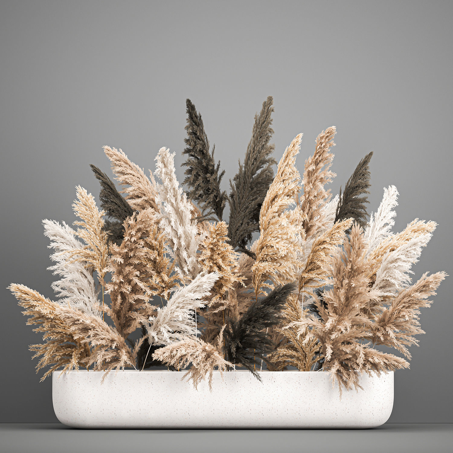 Bouquet of dried reeds in a vase cortaderia pampas grass 186 3D model_1
