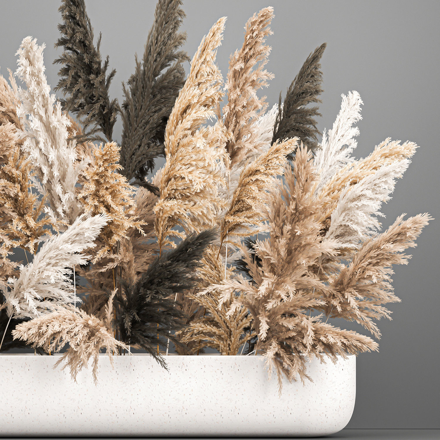 Bouquet of dried reeds in a vase cortaderia pampas grass 186 3D model_5