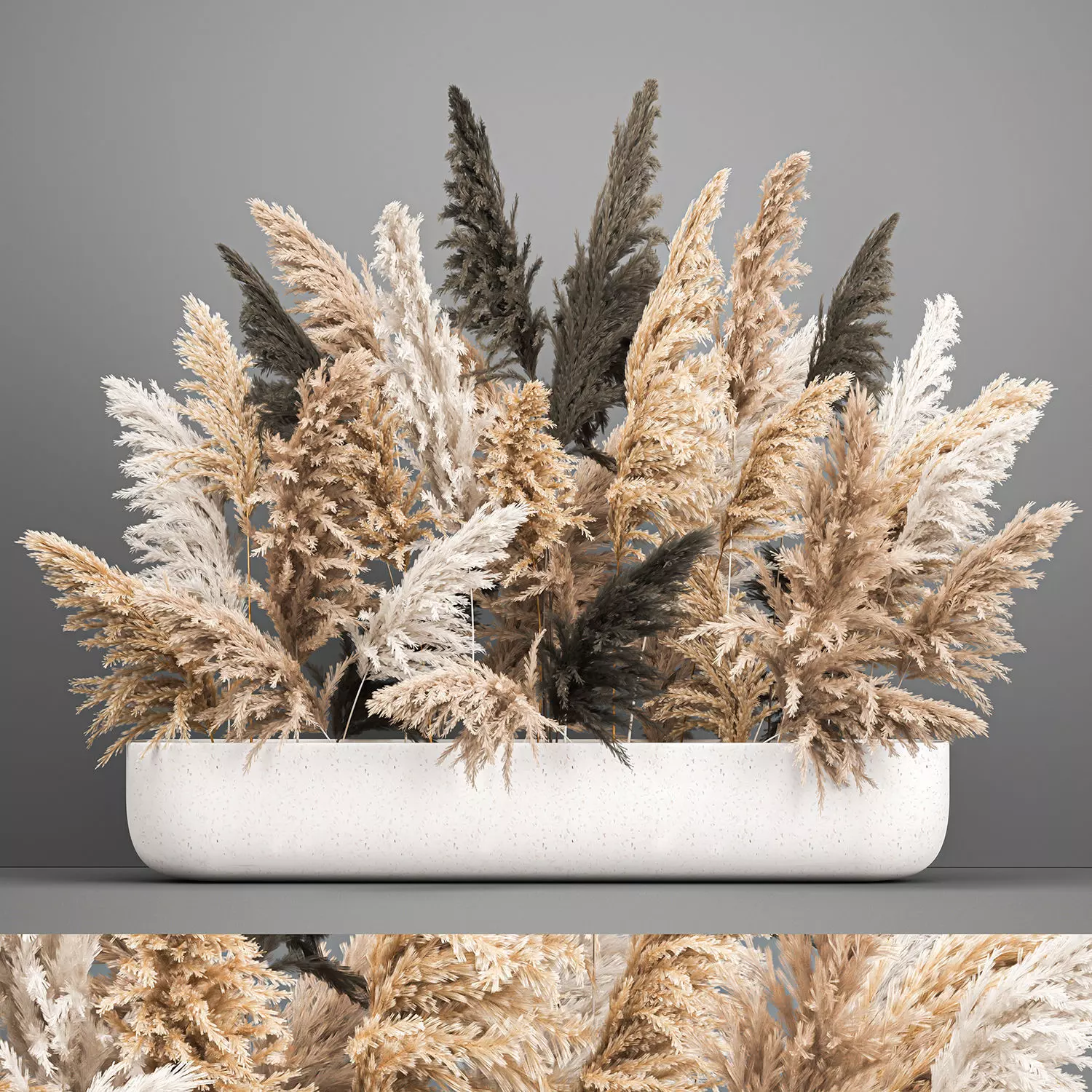 Bouquet of dried reeds in a vase cortaderia pampas grass 186 3D model_0