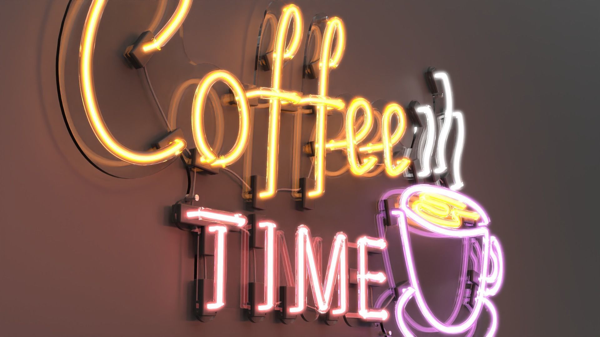 Coffee Time - Neon Sign 3D model_1