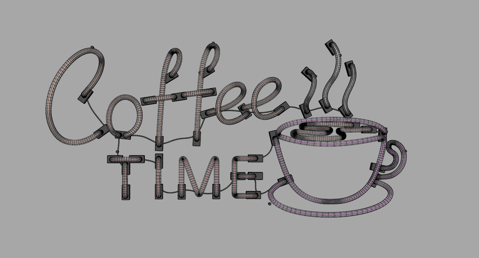 Coffee Time - Neon Sign 3D model_7