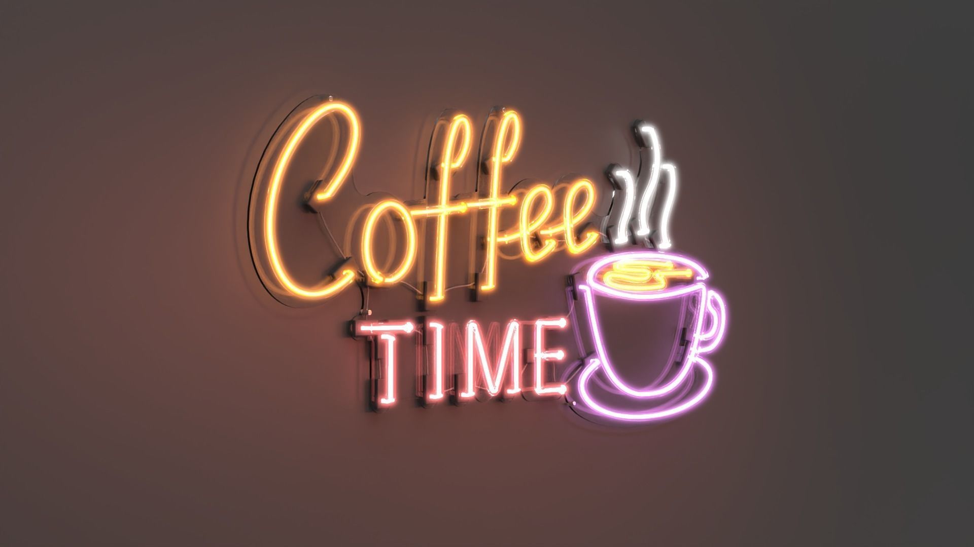 Coffee Time - Neon Sign 3D model_5