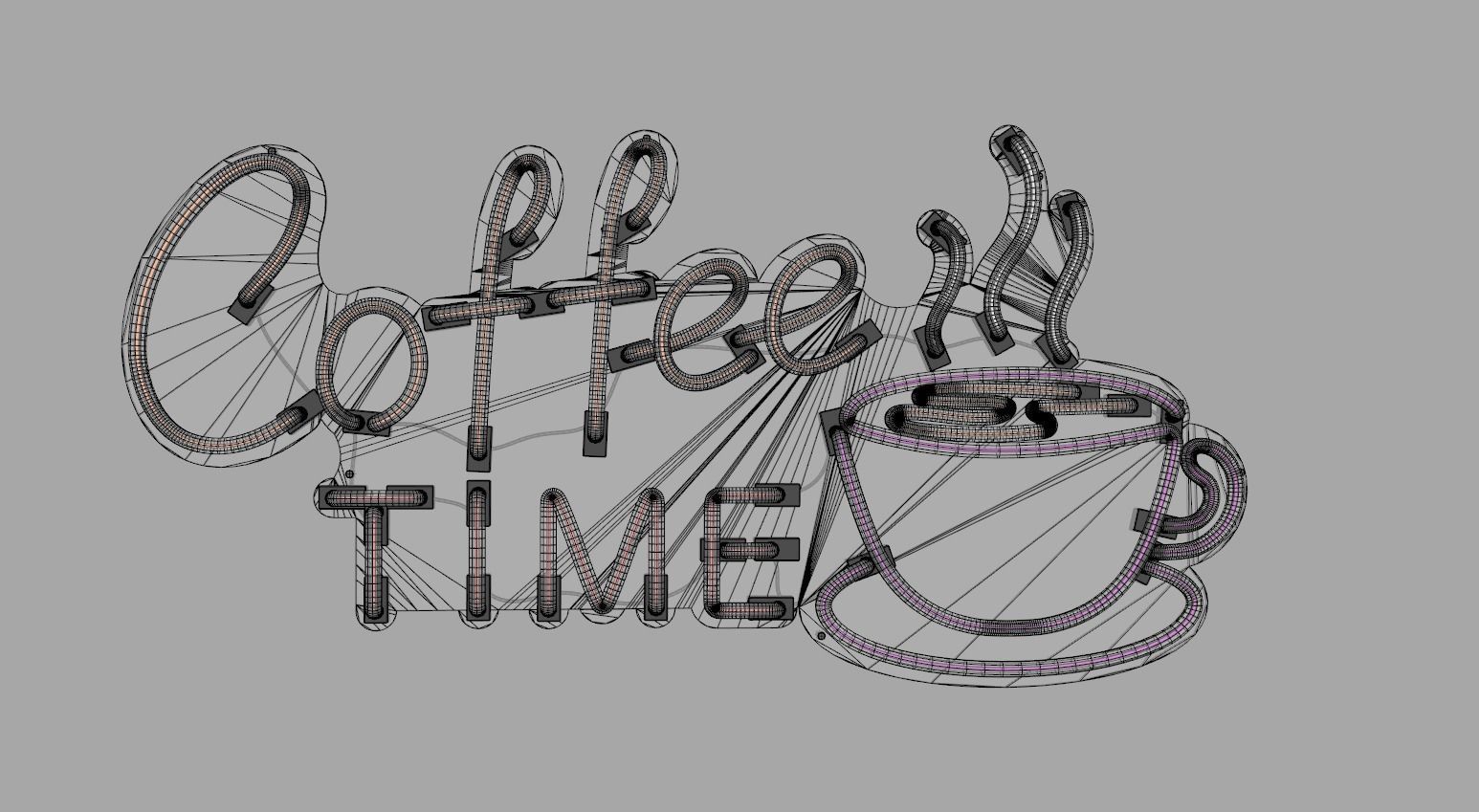 Coffee Time - Neon Sign 3D model_6