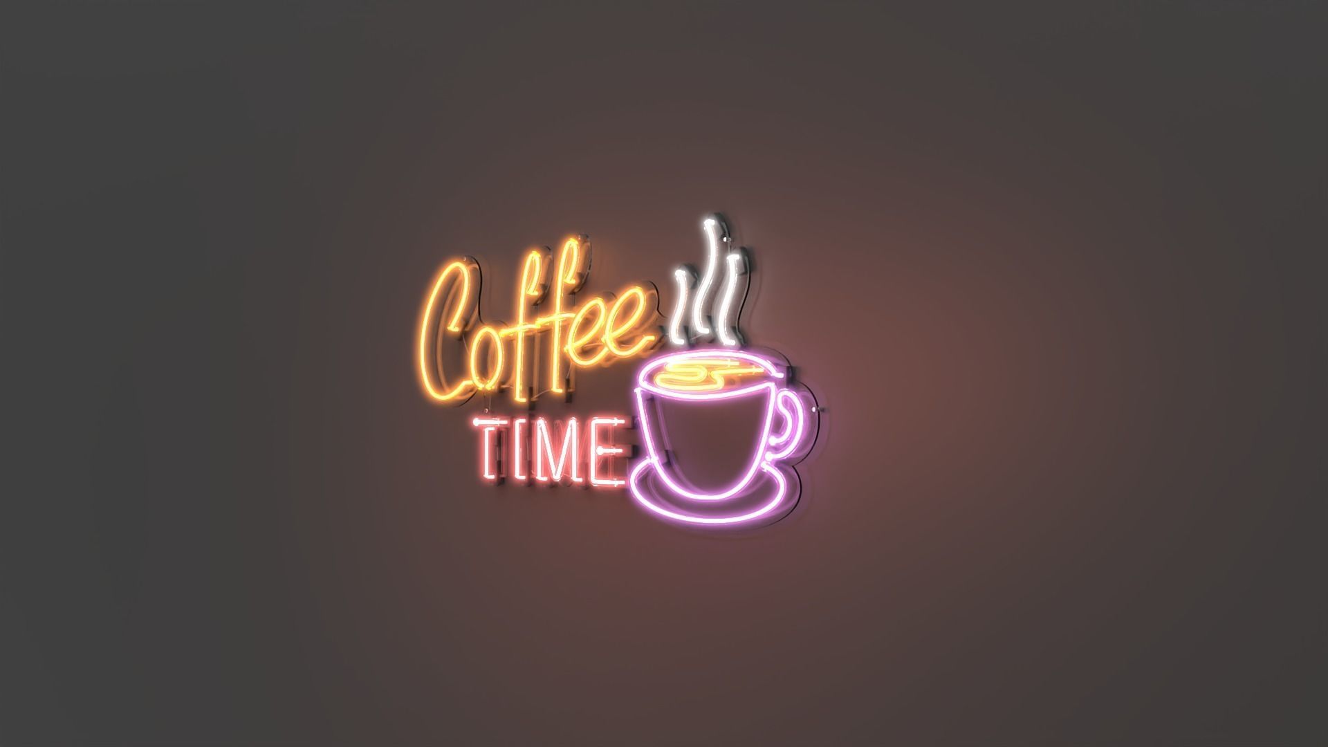 Coffee Time - Neon Sign 3D model_3