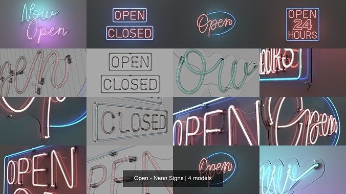 Open - Neon Signs 3D Model Collection