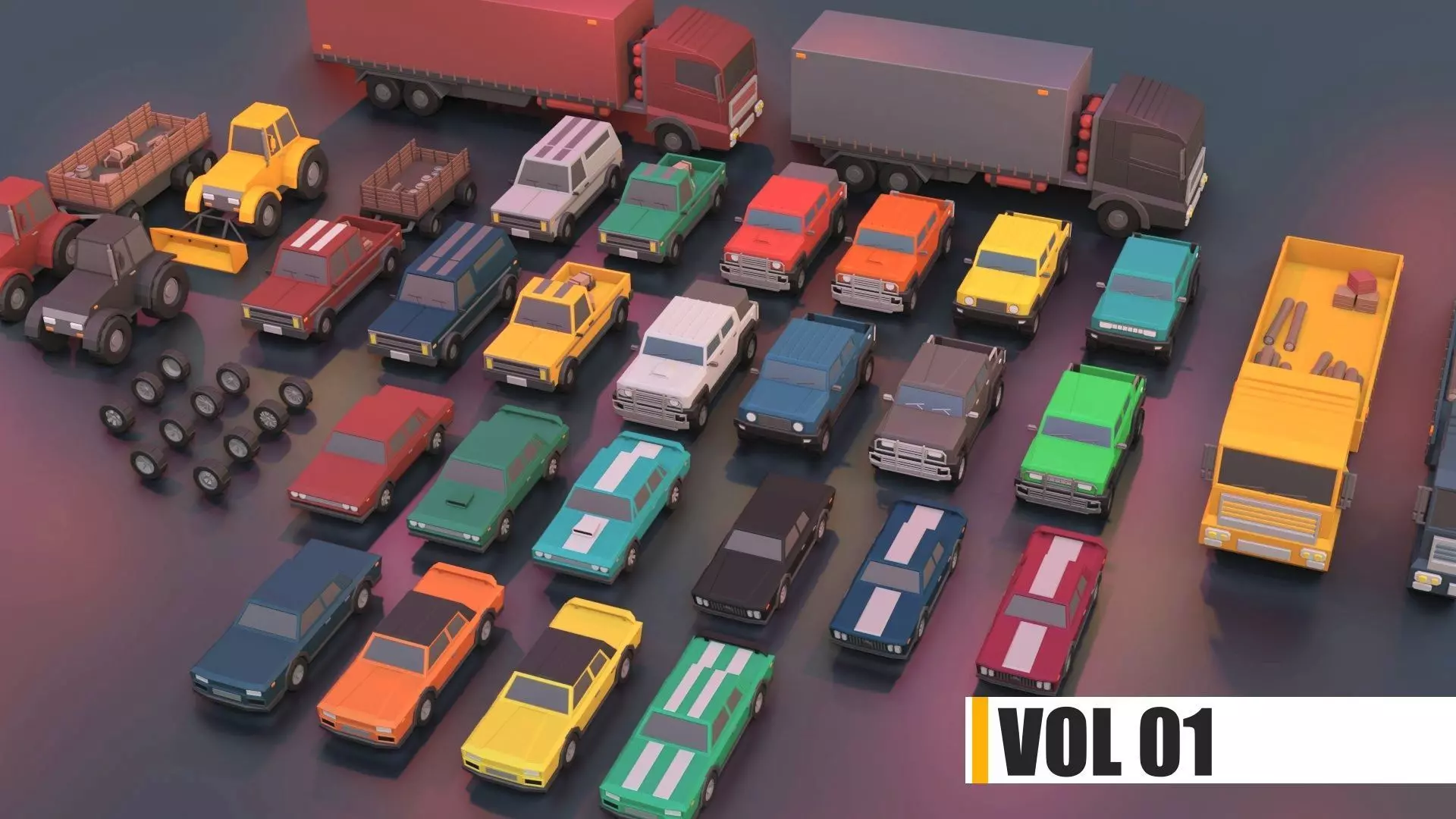 low poly cars vol 01 lowpoly Low-poly 3D model_0