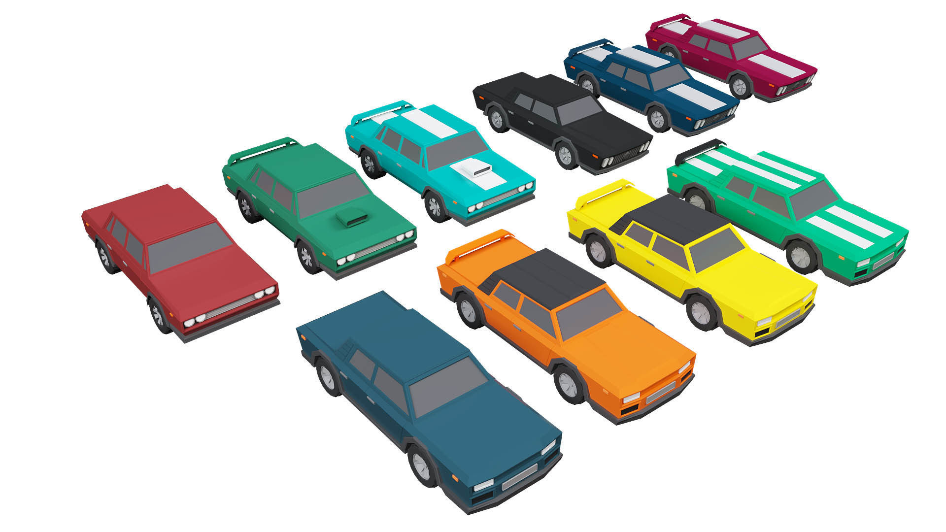 low poly cars vol 01 lowpoly Low-poly 3D model_4