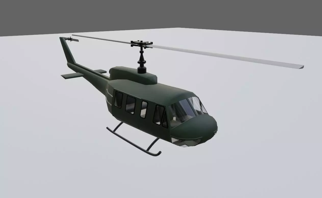 Helicopter - Chopper - Vietnam - Helicoptero Low-poly 3D model