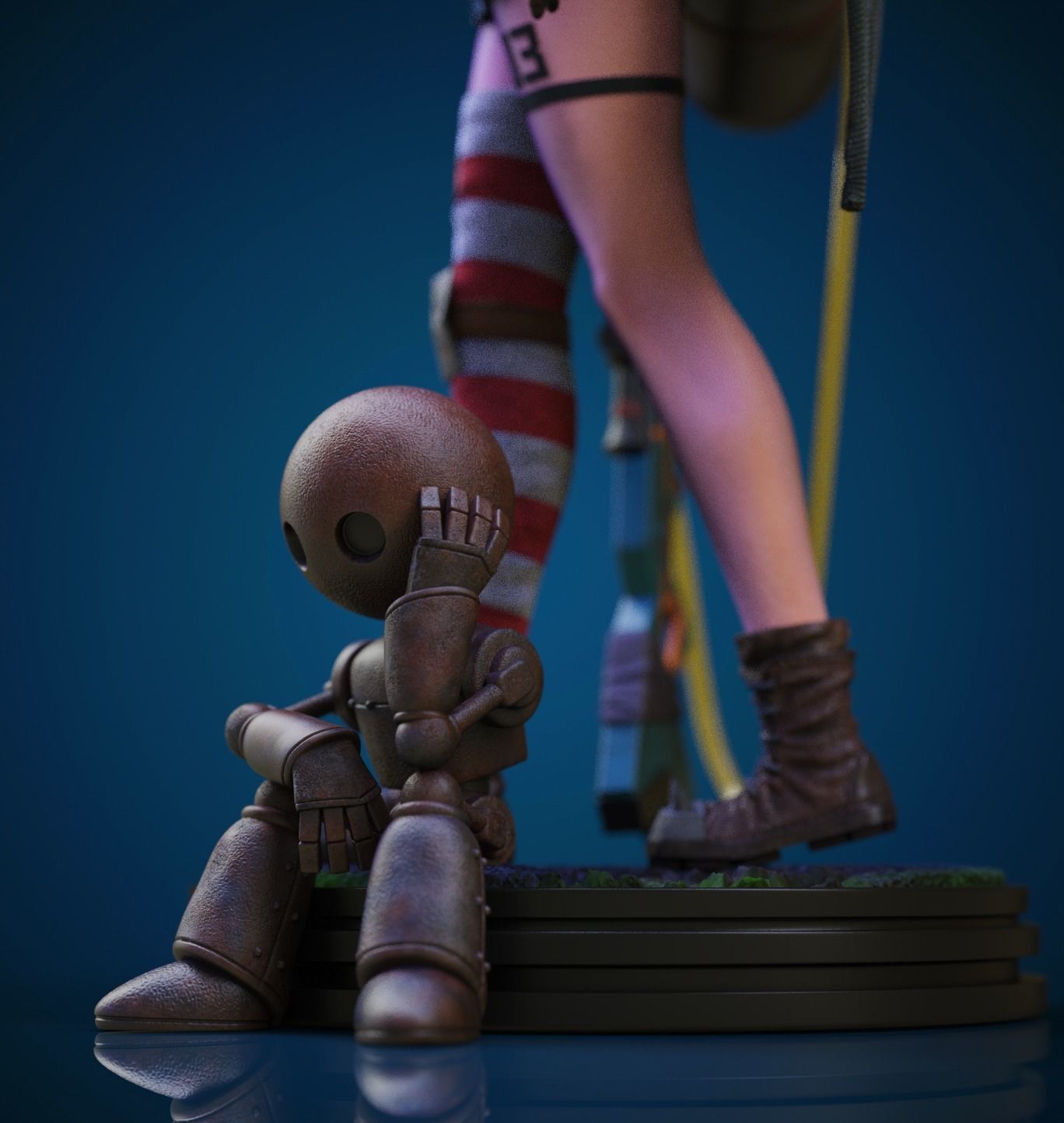 War Girl and 3 torso option and an extra robot 3D print model_2