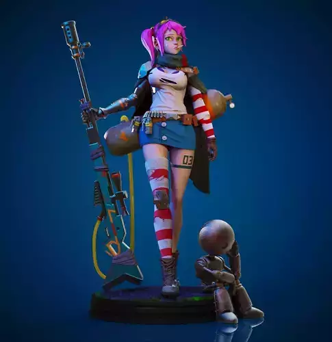 War Girl and 3 torso option and an extra robot 3D print model
