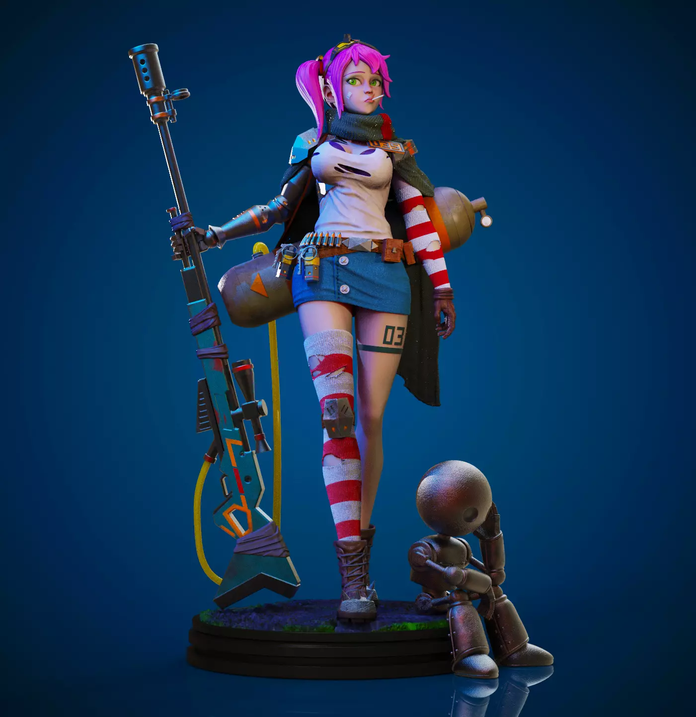 War Girl and 3 torso option and an extra robot 3D print model_0