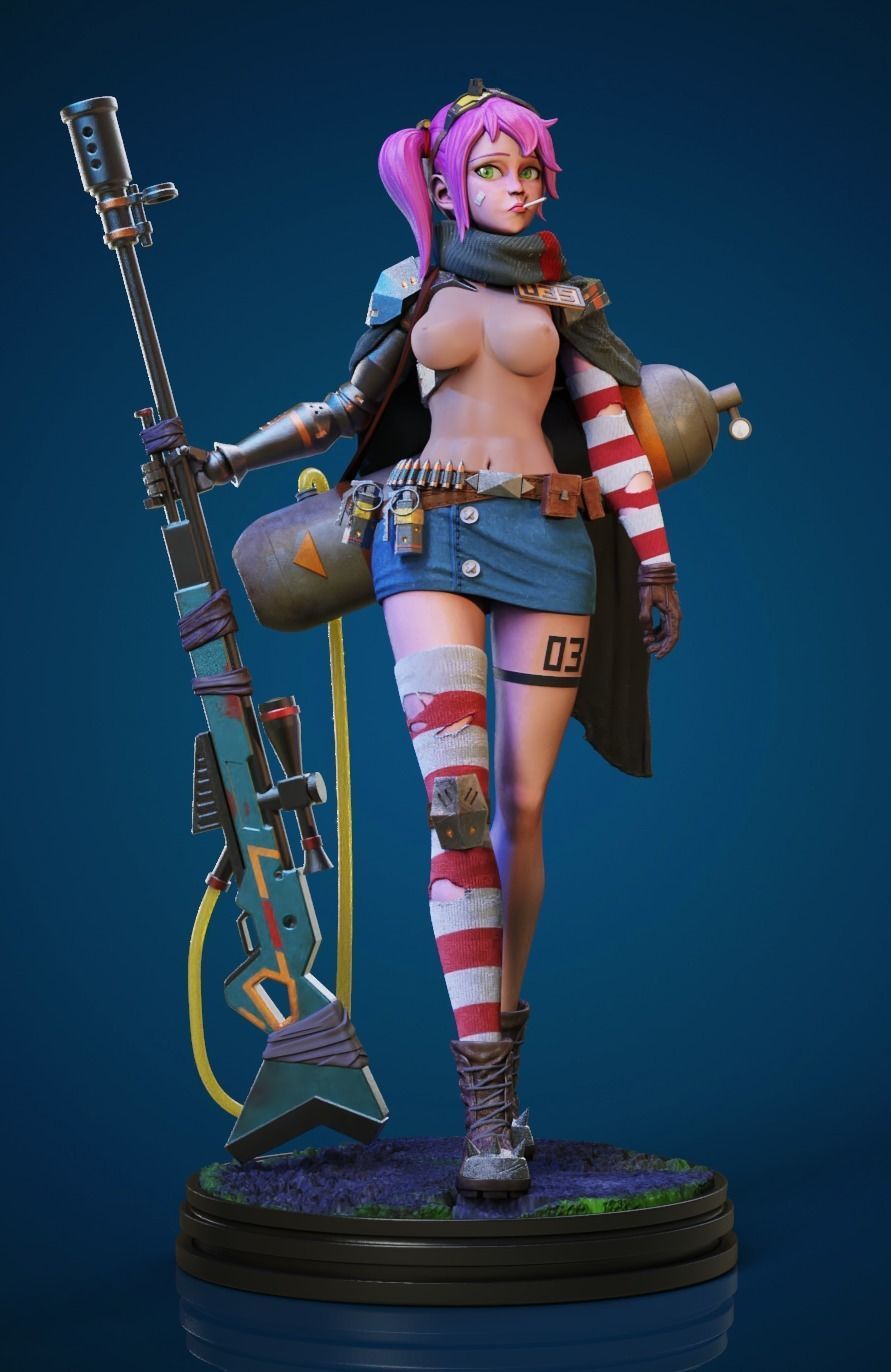 War Girl and 3 torso option and an extra robot 3D print model_1