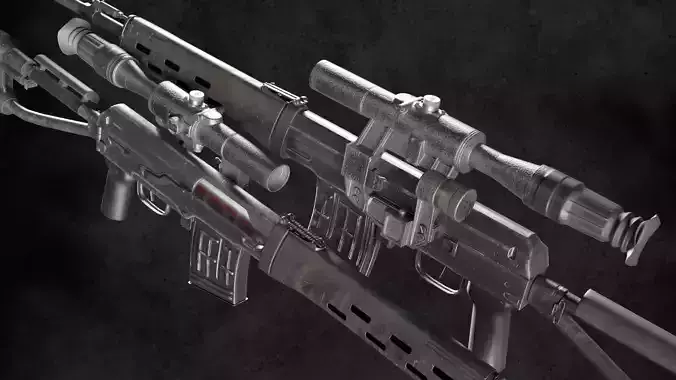 SVD-S sniper Low-poly 3D model
