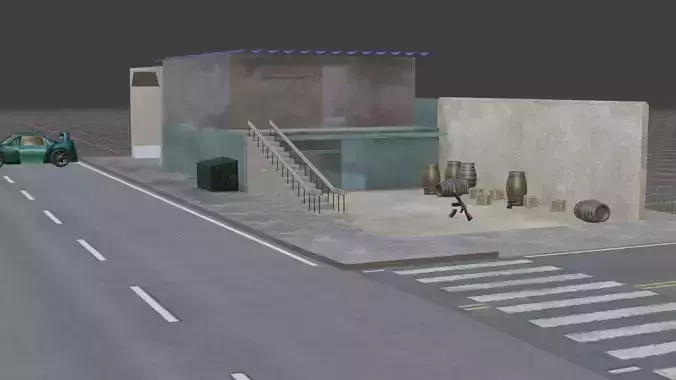 Game low poly obj car street