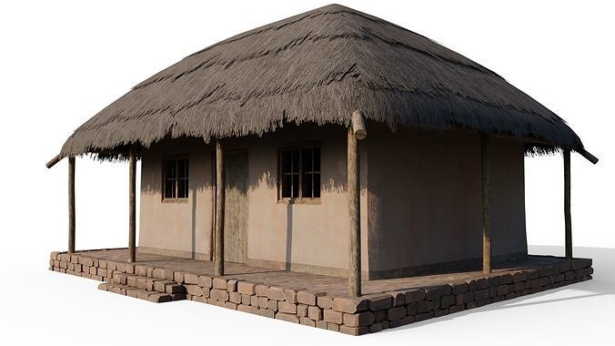 Thatch Hut Low-poly 3D model 6