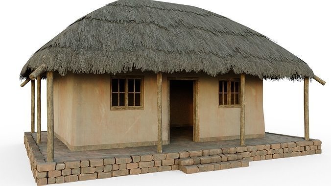 Thatch Hut Low-poly 3D model 2