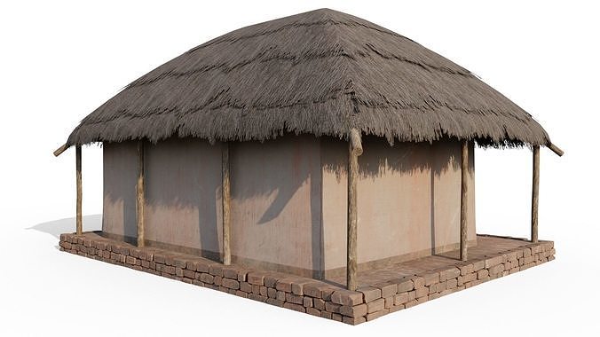 Thatch Hut Low-poly 3D model 5