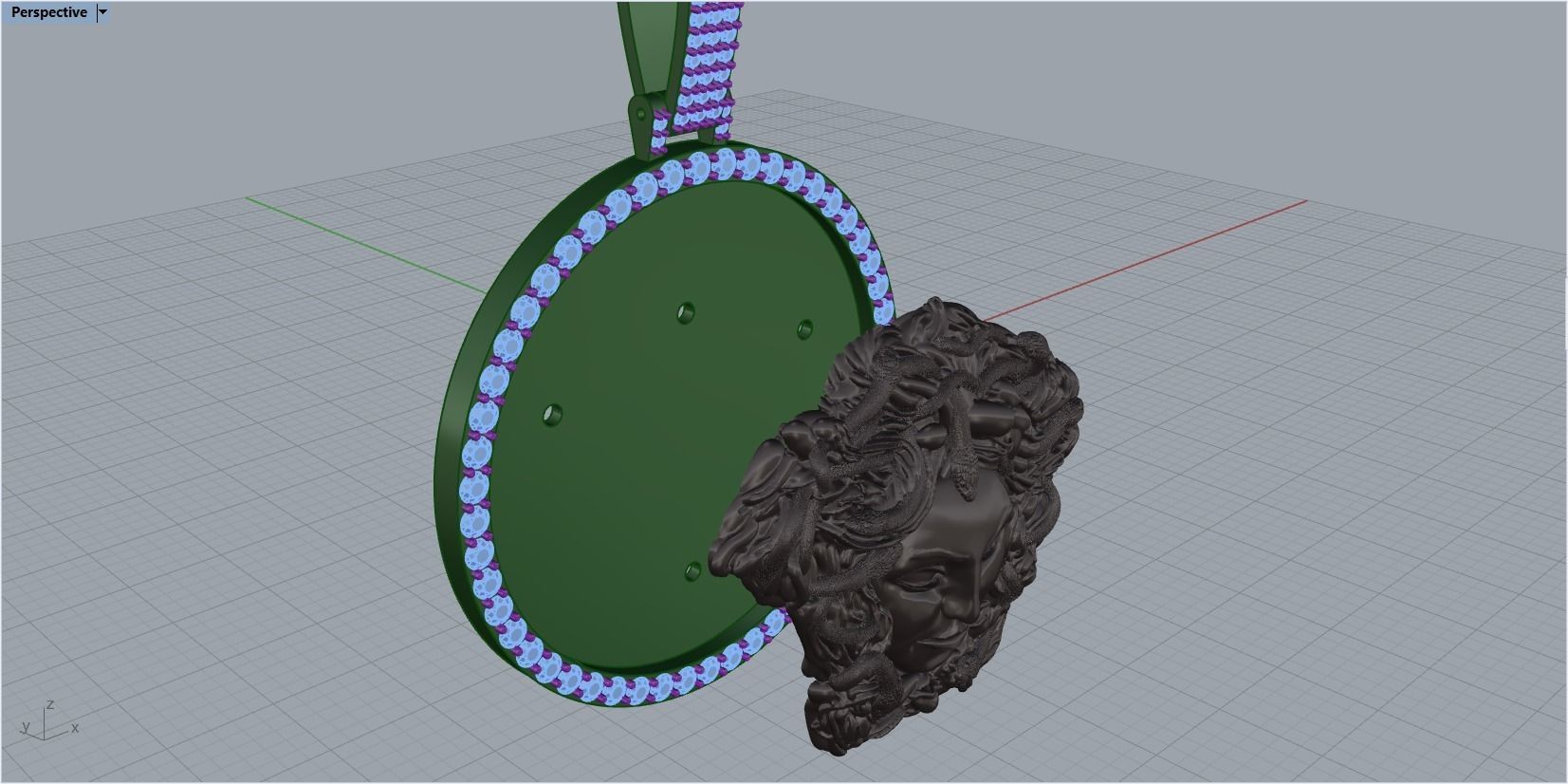 pendant medusa gorgon 3D print model_37