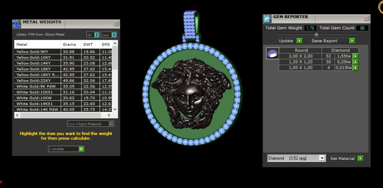 pendant medusa gorgon 3D print model_2