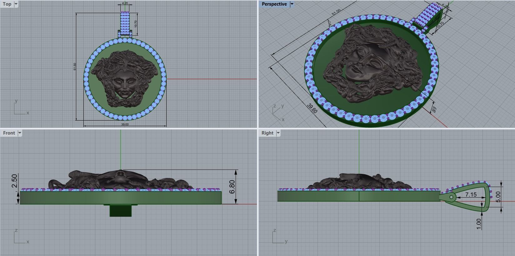 pendant medusa gorgon 3D print model_1